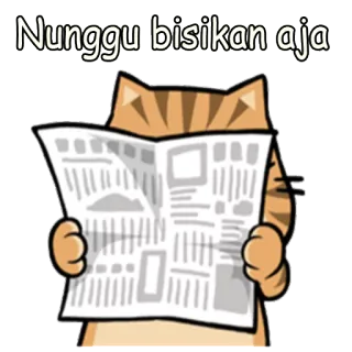 ♨ Nunggu bisikan aja gato, lendo, jornal, esperando, ouvindo, sussurro, animal telegram sticker