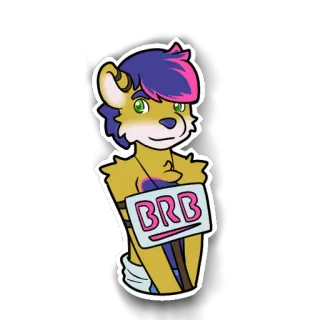 ⏱ BRB Furry, Vuelvo enseguida, Dibujo animado, Animal, Personaje, Meme whatsapp sticker