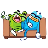 😴 frog, couch, cartoon, relaxing, funny, meme, chill telegram sticker