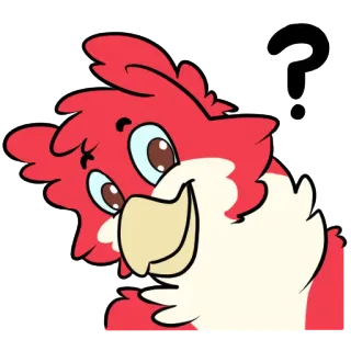 ❓ perroquet, point d'interrogation, oiseau, rouge, dessin animé, autocollant, mignon telegram sticker