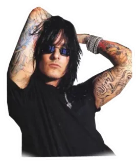😎 Nikki Sixx Nikki Sixx, Muzikant, Rock, Mötley Crüe, Tatoeage, Zonnebril, Portret telegram sticker