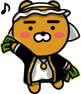💵 Ryan Cartoon, Figur, Tier, Bär, Geld, Reich whatsapp sticker