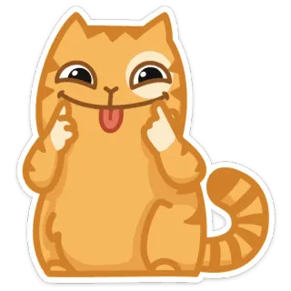 😛 chat, orange, animal, mignon, dessin animé, drôle telegram sticker