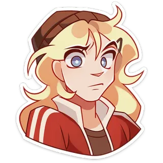 🤨 漫画, 金髪, ポートレート, ステッカー, 女性, キャラクター whatsapp sticker