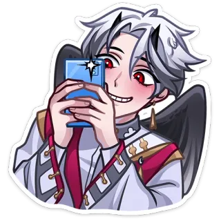 🤩 anime, demon, wings, selfie, character, digital art telegram sticker