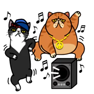 🔊 кот, музыка, танцы, мир, стикер, мультфильм whatsapp sticker