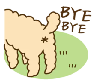 👋 BYE BYE ovelha, animal, desenho animado, adeus, tchau, rabo whatsapp sticker