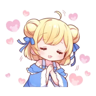 ☺️ anime girl, cute, chibi, kawaii, heart, blonde hair, blond telegram sticker