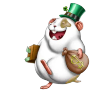 💰 guinea pig, money, clover, leprechaun, wealth, luck telegram sticker