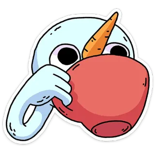 ☕️ snowman, carrot, drinking, cartoon, winter, holiday telegram sticker