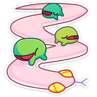 🐍 serpente, cartone animato, verde, rosa, carino, stravagante, animato telegram sticker