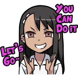 👏 You can do it, Let's go~ Аниме, Поддержка, Мотивация, Милый, Девушка, Мультфильм telegram sticker