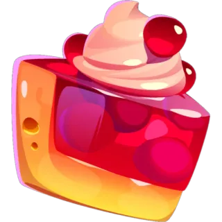 🍰 gelatina, sobremesa, bolo, cerejas, creme, comida, doce telegram sticker