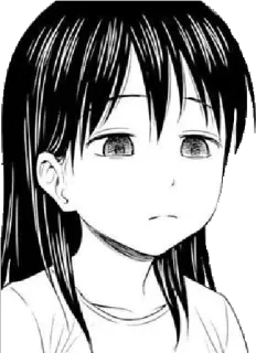 😞 garota, mangá, triste, anime, ilustração telegram sticker
