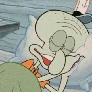 ⚓️ Squidward Tentacles SpongeBob SquarePants carlo, lit, dormir, détente, dessin animé telegram sticker
