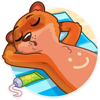 😴 loutre, bain de soleil, plage, crème solaire, dessin animé, détente telegram sticker