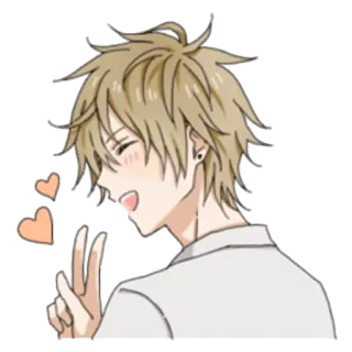✌ Anime, Nhân vật, Dấu hiệu hòa bình, Trái tim, Con trai, Hình dán telegram sticker