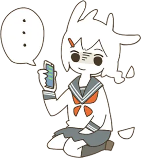 🙂 anime girl, school uniform, cute, cartoon, phone, question mark whatsapp sticker