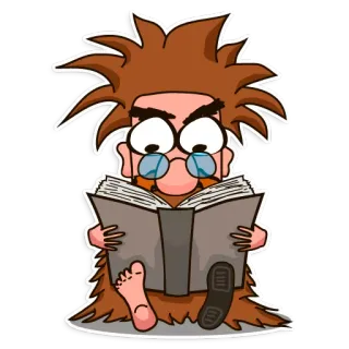 📚 Cartoon, Figur, Lesen, Brille, Buch telegram sticker