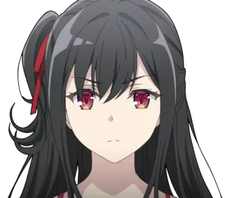😕 Dziewczyna anime, Postać anime, Kobieta, Portret, Czerwone oczy, Czarne włosy telegram sticker