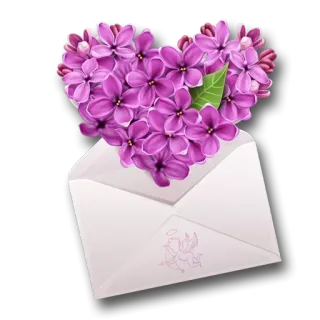 😢 lilas, coeur, fleurs, enveloppe, amour, romantique, salutation, saint-valentin telegram sticker