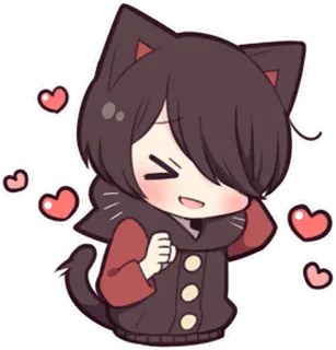 ☺️ Katze, Anime, Kawaii, Herzen, Süß, Aufkleber, Cartoon whatsapp sticker