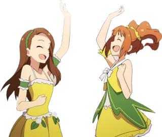 😃 Anime, Ragazze, Amicizia, Carino, Felice, Ballando, Festeggiando, Divertimento telegram sticker