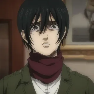 💈 Mikasa Ackerman Attack on Titan Anime, Mangá, Chorando, Aflito, Personagem, Mikasa, Ataque dos Titãs telegram sticker