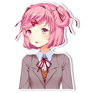😲 Natsuki Аниме, Девушка, Милая, Розовые волосы, Доки-доки whatsapp sticker