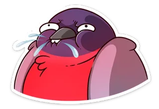 😏 oiseau, dessin animé, drôle, pleurer, autocollant, émotionnel, exagéré telegram sticker