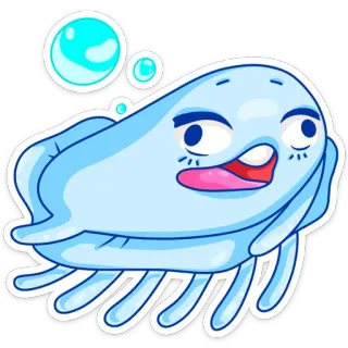 🐟 calamar, dibujos animados, océano, criatura marina, animal, lindo whatsapp sticker