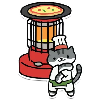😲 кот, повар, пицца, готовка, еда, милый, животное whatsapp sticker