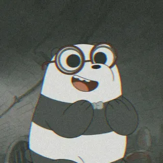 🧃 Panda We Bare Bears cartoon, bear, panda, glasses, smiling, cute whatsapp sticker