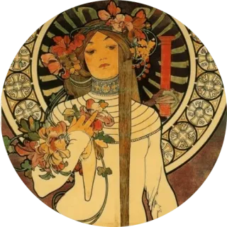 🌺 Jugendstil, Frau, Blumen, Art Deco, Vintage, Gemälde telegram sticker