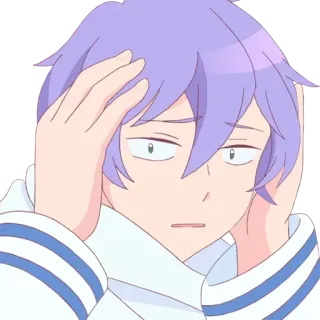 😬 Anime, Personaggio, Adesivo, Capelli viola, Stressato, Preoccupato, Arrabbiato whatsapp sticker
