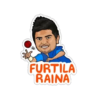 🏃‍♂ FURTILA RAINA cricket, cartoon, sports, player, ball, sticker whatsapp sticker