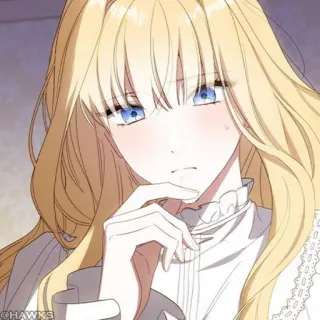 🤍 Anime, Manga, Cheveux Blonds, Yeux Bleus, Femme, Portrait, Dessin animé, Dessin telegram sticker