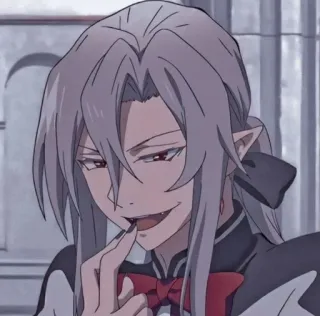 😏 Anime, Vampire, Dessin animé, Souriant, Mâle, Personnage telegram sticker