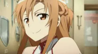 😏 Asuna Yuuki Sword Art Online Anime, Ragazza, Sorriso, Personaggio, Fiction, Cartone animato telegram sticker