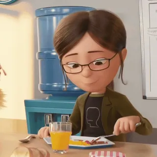 ✨️ Margo Gru Despicable Me Cartoon, animiert, Mädchen, Frühstück, Gru, Ich Einfach Unverbesserlich, essen telegram sticker