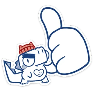 👍 dinosaur, cartoon, sticker, animal, thumbs up, illustration telegram sticker