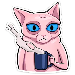 ☕️ cat, sphynx, coffee, drink, sticker telegram sticker