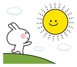 😊 кролик, луна, облака, счастливый, милый, мультфильм whatsapp sticker