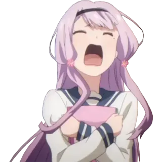 😫 애니 여자, 귀여운, 행복한, 애니메이션, 교복, 학생 telegram sticker