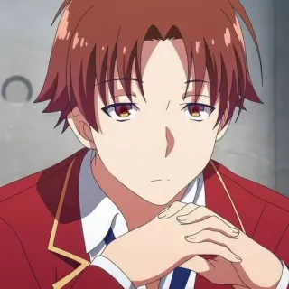 🌟 Ayanokoji Kiyotaka Classroom of the Elite Anime, Classroom of the Elite, Ayanokoji, Kiyotaka, Personnage, Rouge, Uniforme scolaire whatsapp sticker