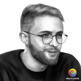 🤓 uomo, occhiali, ritratto, barba, bianco e nero, persona telegram sticker