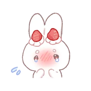🍓 coelho, kawaii, fofo, morango, animal, ilustração whatsapp sticker