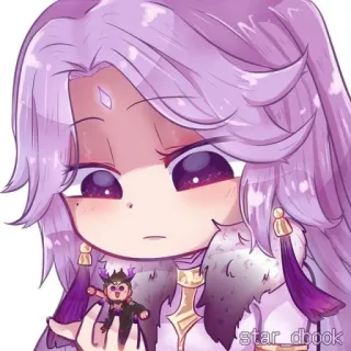 🦄 anime, manga, cartoon, character, purple hair, chibi telegram sticker