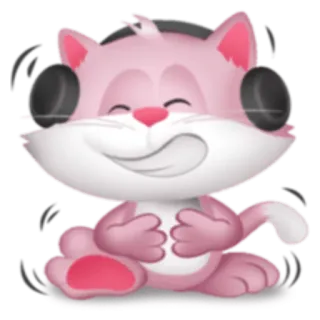 😃 gatto, adesivo, cartone animato, cuffie, carino, rosa telegram sticker