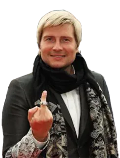 🖕 middelvinger, beledigend gebaar, blond haar, man, portret, houding telegram sticker